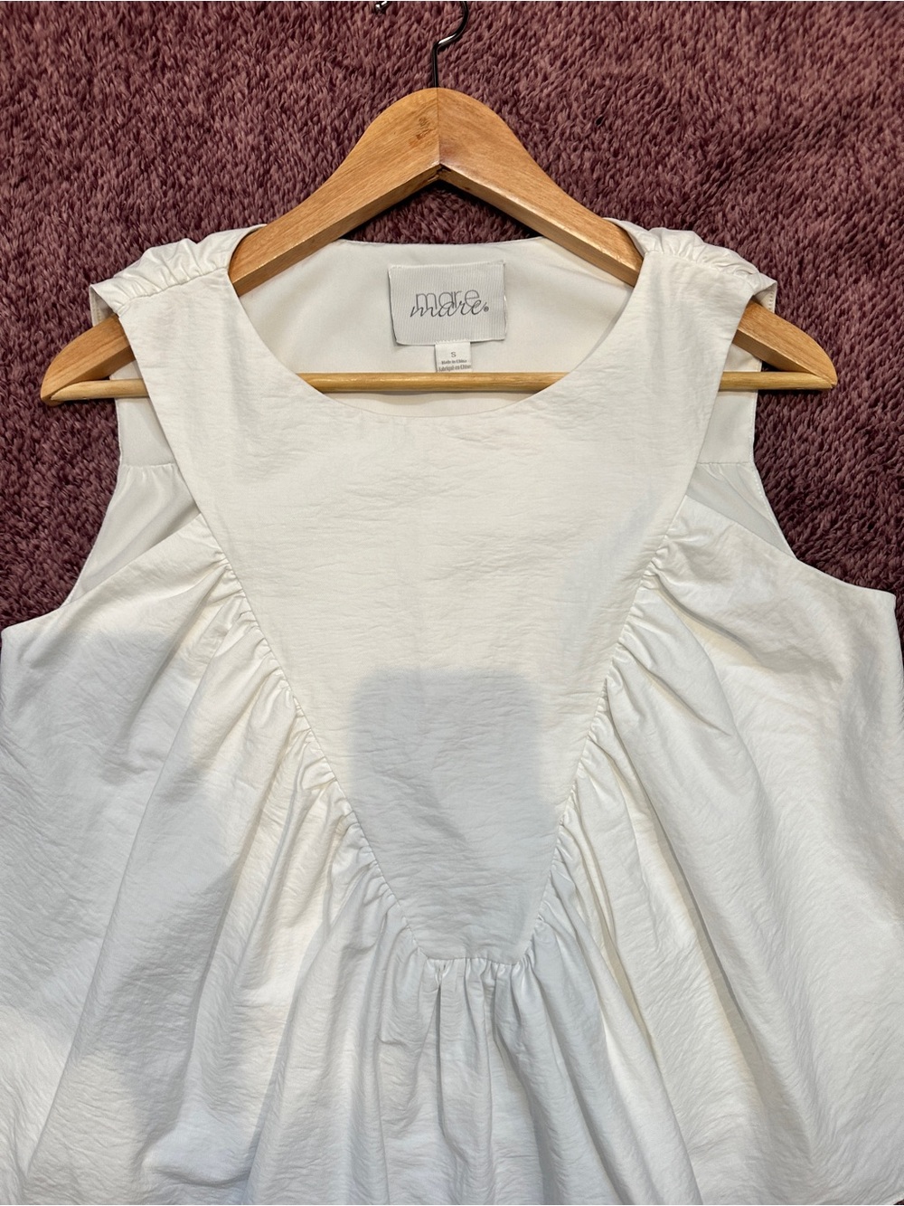 Anthropologie Mare Mare Shirred Swing Tank Ivory Small Babydoll - Picture 7 of 11